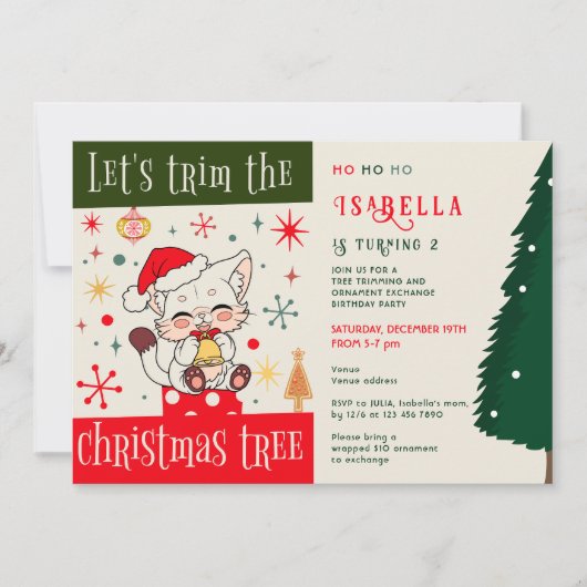 Tree Trimming Ornament Exchange Kind Verjaardagsfe Kaart (Voorkant)