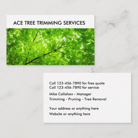 Tree Trimming Service Visitekaartje (Voorkant / Achterkant)