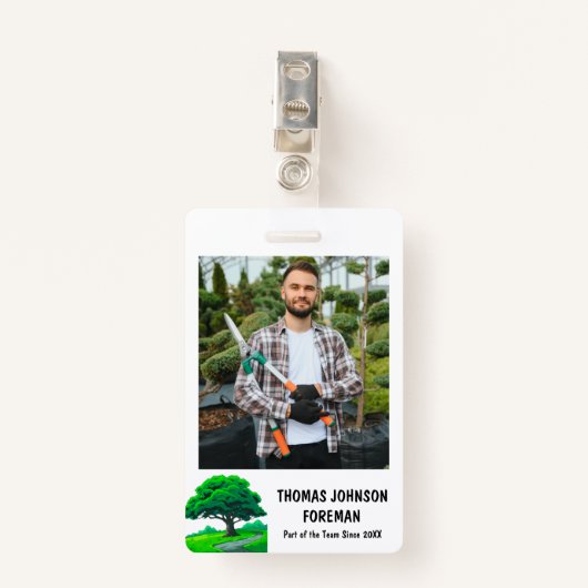 Tree Trimming Services Oak Tree Logo | Photo Badge (Voorkant met clip)