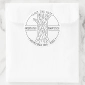Tree Trunk-Initialen | Rustieke bruiloft Bewaar de Ronde Sticker (Tas)
