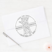 Tree Trunk-Initialen | Rustieke bruiloft Bewaar de Ronde Sticker (Envelop)
