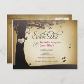 Tree Trunk Save the Date Aankondigingskaart (Voorkant / Achterkant)