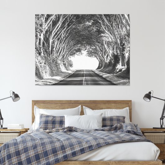 Tree Tunnel Kauai Fotografie Zwart-wit Canvas Afdruk (Insitu (Slaapkamer))