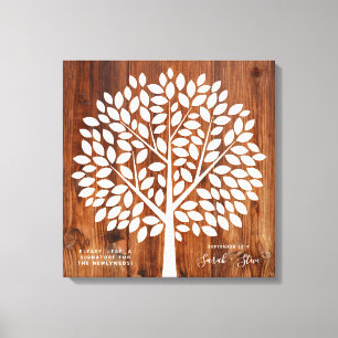 Tree Wedding Gastenboek met 130 bladeren Canvas Afdruk