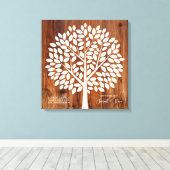 Tree Wedding Gastenboek met 130 bladeren Canvas Afdruk (Insitu (Houten vloer))