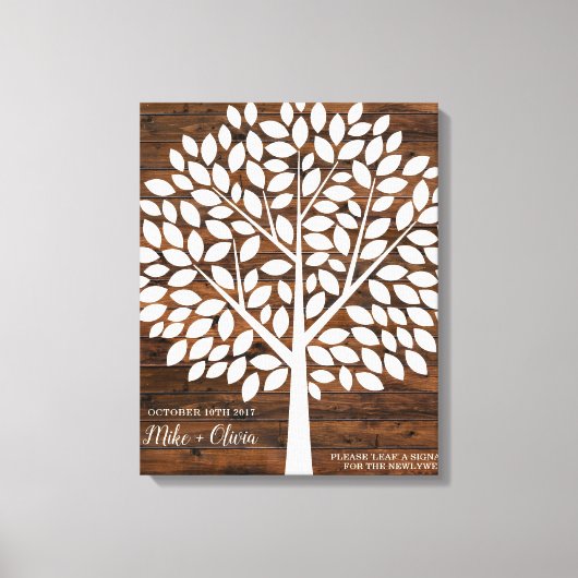 Tree Wedding Guest Book Alternatief | 120 bladeren Canvas Afdruk (Voorkant)