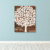 Tree Wedding Guest Book Alternatief | 120 bladeren Canvas Afdruk (Insitu (Houten vloer))