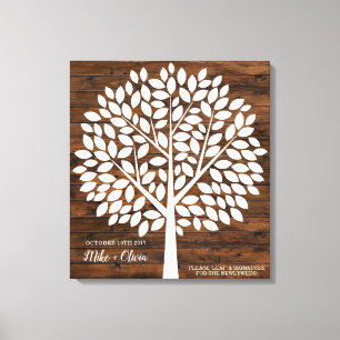 Tree Wedding Guest Book Alternatief 120 bladeren Canvas Afdruk