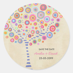 Tree Wedding Name Sla de Sticker Date Label op