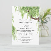 Tree Weeping Willow Budget QR Code Wedding Kaart (Staand voorkant)