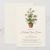 Tree with Birds Christmas Open House Invitation Kaart (Voorkant / Achterkant)