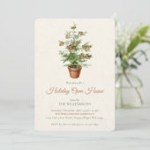 Tree with Birds Christmas Open House Invitation Kaart (Staand voorkant)