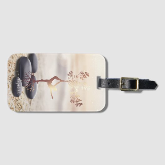 Tree Women Silhouette Zen Stones Bagagelabel (Voorkant (horizontaal))