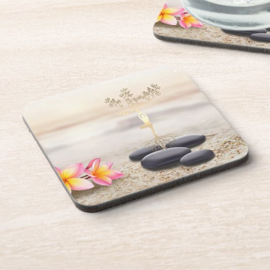 Tree Women Silhouette Zen Stones Bier Onderzetter (Linkerzijde)