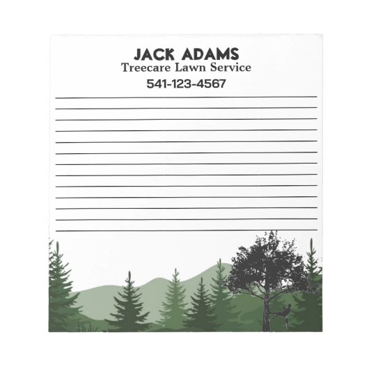 Treecare Lawn Service Note Pad Notitieblok (Voorkant)
