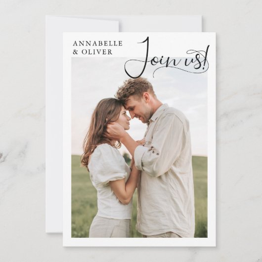 Treed bij Ons | Elegante Fototrouwfoto Kaart (Voorkant)