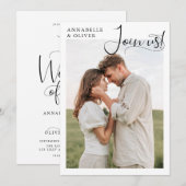 Treed bij Ons | Elegante Fototrouwfoto Kaart (Voorkant / Achterkant)