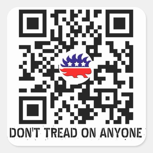 Treed niet op iemand Libertarische Partij QR Stick Vierkante Sticker (Voorkant)