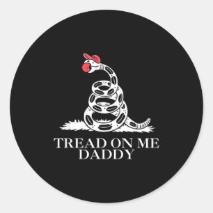 Treed op pappa grappige sarcastische gadsden vlag ronde sticker