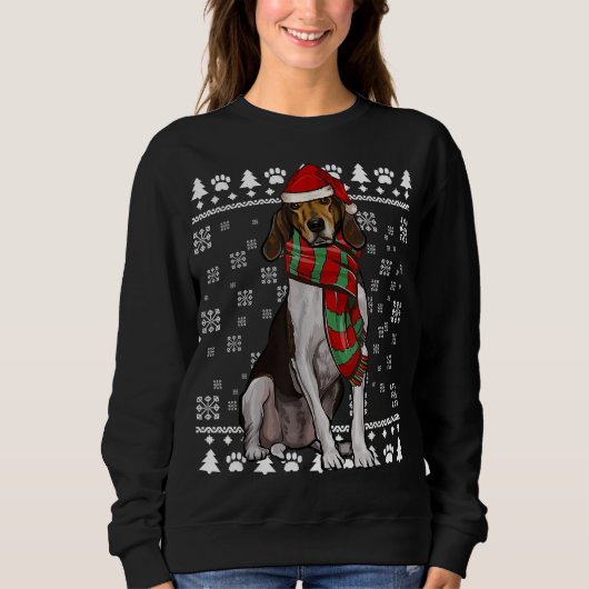 Treeding Walker Coonhound Hond Santa Hoed Xmas Lel Trui (Voorkant)