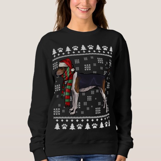 Treeding Walker Coonhound Hond Santa Hoed Xmas Lel Trui (Voorkant)