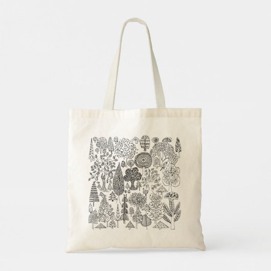 Treedt zwarte en witte handgeschreven hedendaagse  tote bag (Achterkant)