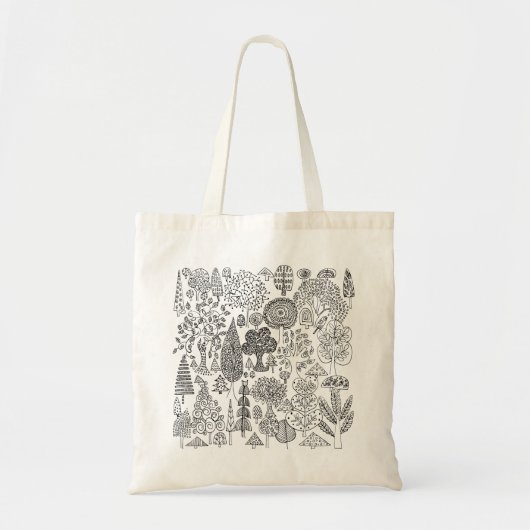 Treedt zwarte en witte handgeschreven hedendaagse tote bag (Voorkant)