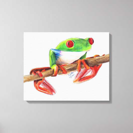Treefrog boom kikker schattig dier illustratie tek canvas afdruk (Voorkant)