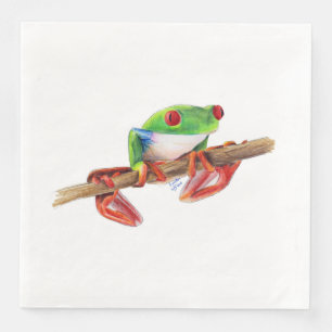 Treefrog boom kikker schattig dier illustratie tek servet