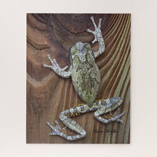 Treefrog op Cedar Fence Legpuzzel (Verticaal)