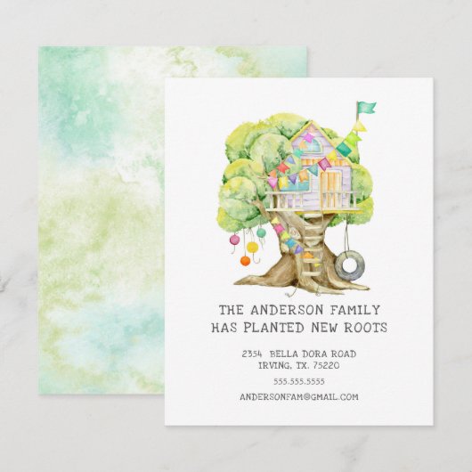 Treehouse Moving Announcement Kaart (Voorkant / Achterkant)