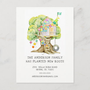 Treehouse Moving Announcement Post Card Aankondigingskaart