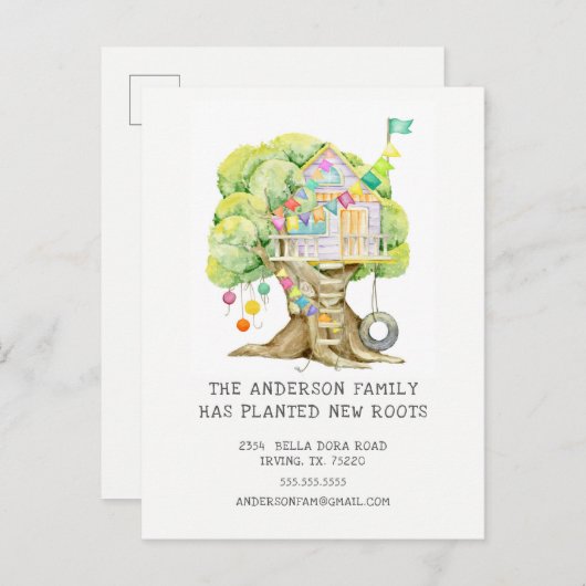 Treehouse Moving Announcement Post Kaart (Voorkant / Achterkant)