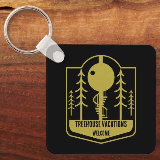 Treehouse Vakantie Feestdagen Sleutelhanger (Voorkant)