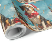 Treeing Walker Coonhound Christmas  Beach Cadeaupapier (Rol Hoek)
