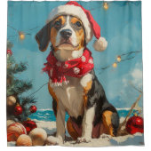 Treeing Walker Coonhound Christmas  Beach Douchegordijn (Voorkant)