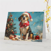 Treeing Walker Coonhound Christmas Beach Kaart (Gele Bloem)
