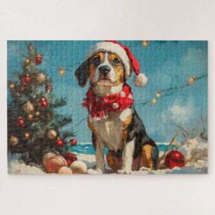 Treeing Walker Coonhound Christmas  Beach Legpuzzel