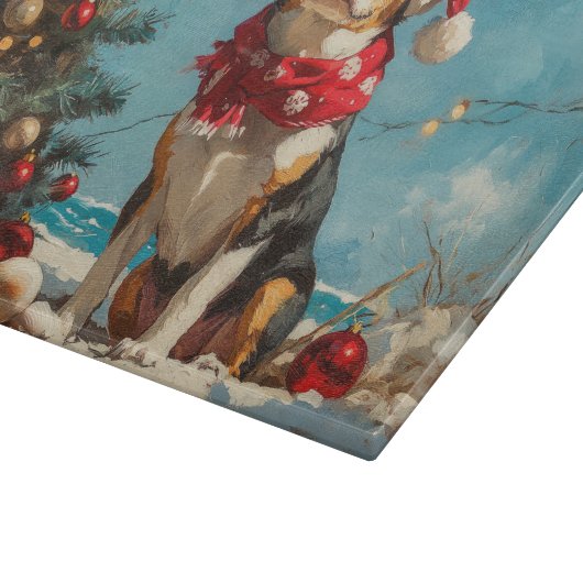 Treeing Walker Coonhound Christmas Beach Snijplank (Hoek)