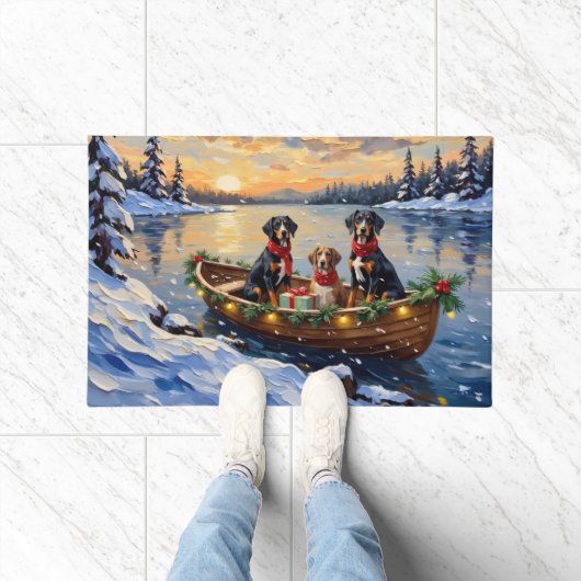 Treeing Walker Coonhound Christmas Boat Holiday Deurmat (Binnen)