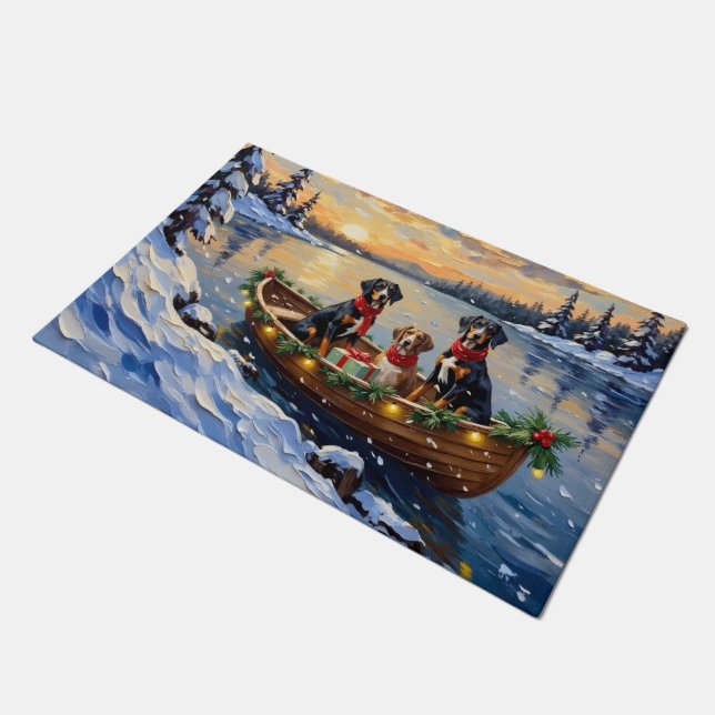 Treeing Walker Coonhound Christmas Boat Holiday Deurmat (Schuin)