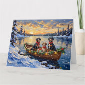 Treeing Walker Coonhound Christmas Boat Holiday Kaart (Voorkant)
