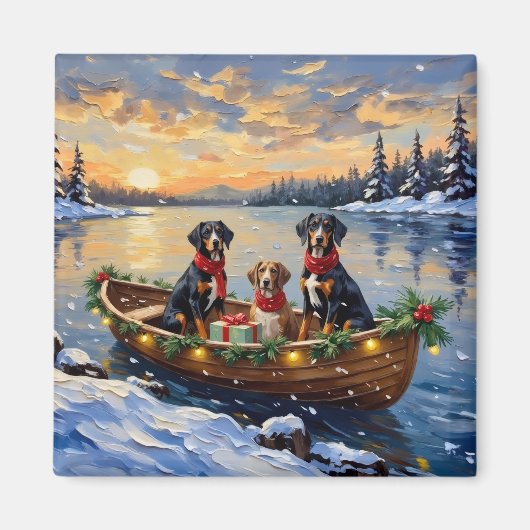 Treeing Walker Coonhound Christmas Boat Holiday Magneet (Voorkant)
