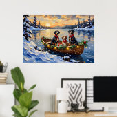 Treeing Walker Coonhound Christmas Boat Holiday Poster (Thuiskantoor)