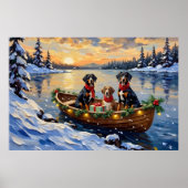 Treeing Walker Coonhound Christmas Boat Holiday Poster (Voorkant)