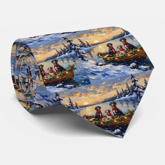 Treeing Walker Coonhound Christmas Boat Holiday Stropdas (Opgerold)