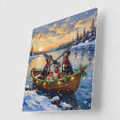 Treeing Walker Coonhound Christmas Boat Holiday Vierkante Klok (Hoek)