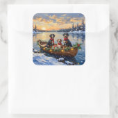 Treeing Walker Coonhound Christmas Boat Holiday Vierkante Sticker (Tas)