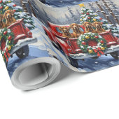 Treeing Walker Coonhound Christmas Red Truck Cadeaupapier (Rol Hoek)