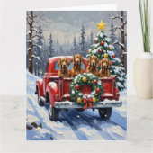 Treeing Walker Coonhound Christmas Red Truck Kaart (Voorkant)